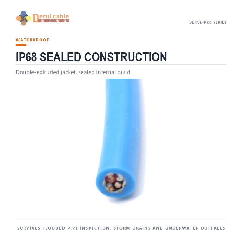 CCTV Pipeline Inspection Crawler Hybrid Cable Anti Torsion Waterproof IP68 Shanghai Deru Cable Manufacturer