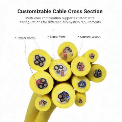 Underwater Robot Umbilical Cable, Power + Fiber + Signal Hybrid ROV Cable