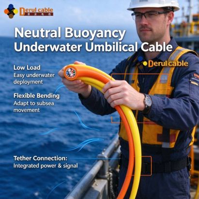 Derul Cable Shanghai | Marine ROV Tether Cable, Neutral Buoyancy Underwater Umbilical Cable